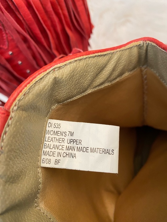 Dingo Red Fringe Bohemian Cowboy Boots, Size 7 - Picture 15 of 15